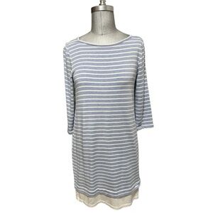 Fleur Bleue  3/4 Sleeve Blue/White Striped Dress Size M